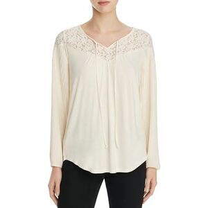 Avec Lace Yoke Mixed Media Blouse